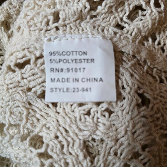 NWT SOLITAIRE (MED) Cream Doily Laced Cropped Crochet Cinched Short Sleeves - Picture 7 of 9